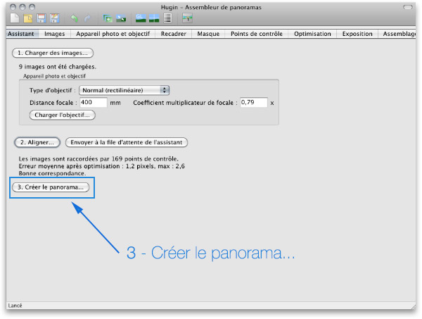 Logiciel Hugin : créer le panorama...