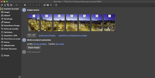 Logiciel d'assemblage PTGui