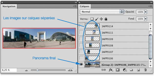 Panorama et ses calques séparés