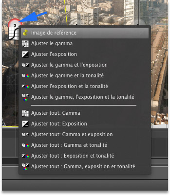 Ouvrir le menu changement d'ancre