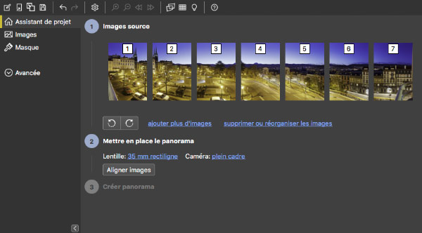 Sélectionner des images dans PTGui