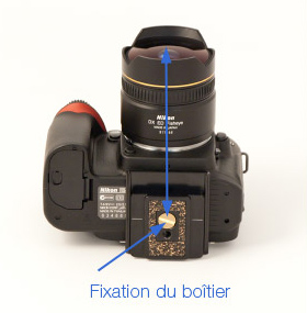 Alignement de la vis de fixation du boîtier et de l'objectif