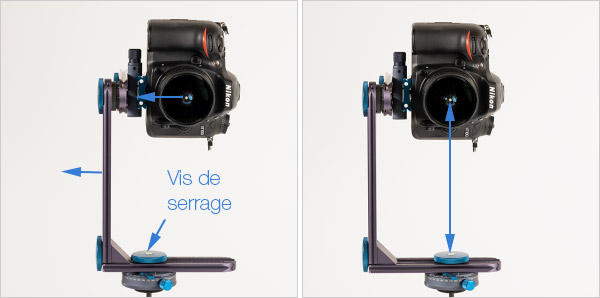 Centrage de l'appareil photo sur une tête panoramique Cambo CLH-500