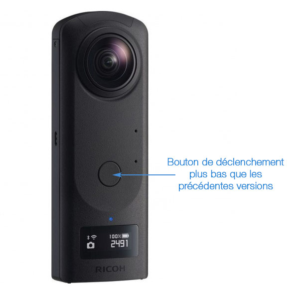 Ricoh Theta Z1 et son bouton de déclenchement