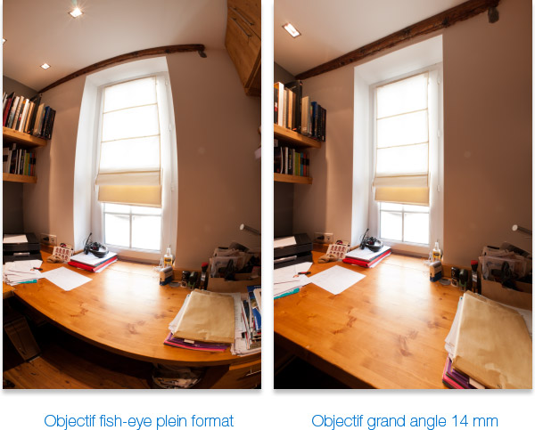 Différence entre un objectif fisheye plein format et un 14 mm pour prendre une visite virtuelle